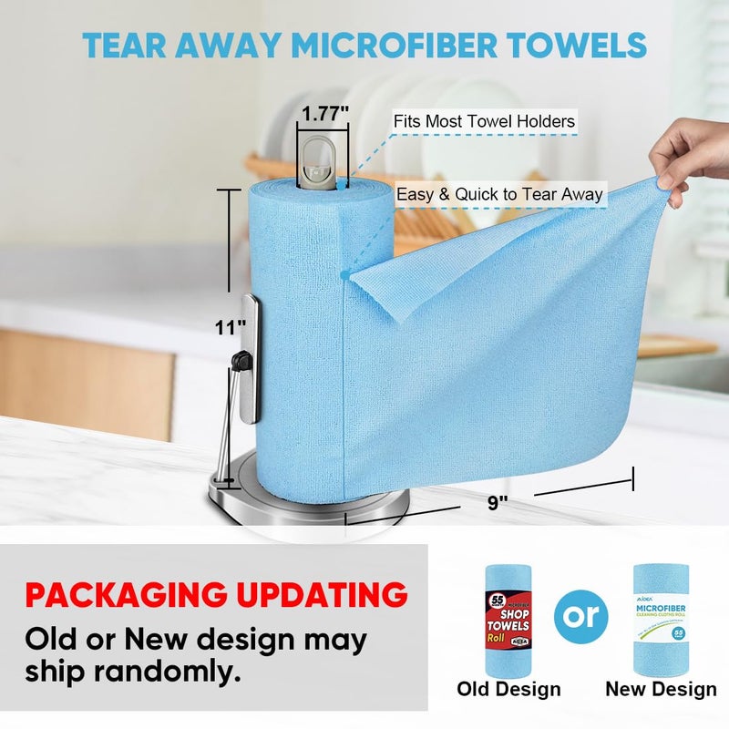 أيديا مناشف ورقية من AIDEA، 55 ورقة، قماش تنظيف من الألياف الدقيقة، أزرق، قابلة للغسل، مناشف من الألياف الدقيقة للسيارات، مناشف تنظيف قابلة لإعادة الاستخدام، مناشف ورقية للسيارات، الميكانيكي، الورشة، المنزل، المطبخ، 11 بوصة و9 بوصات. - Image 2